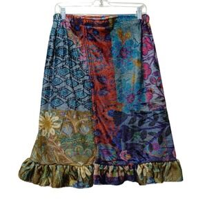 Natural Life Floral Patchwork Floral‎ Towel Wrap Skirt S/M Boho Spa Resort Beach